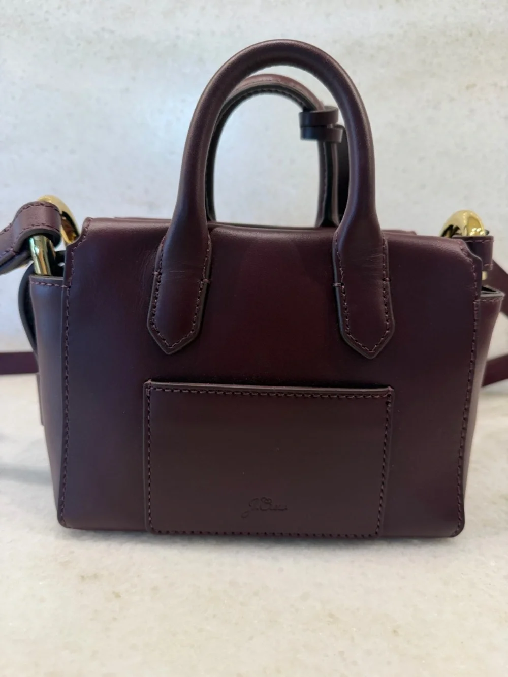 J. Crew Burgundy Leather Top-Handle Satchel with Detachable Strap